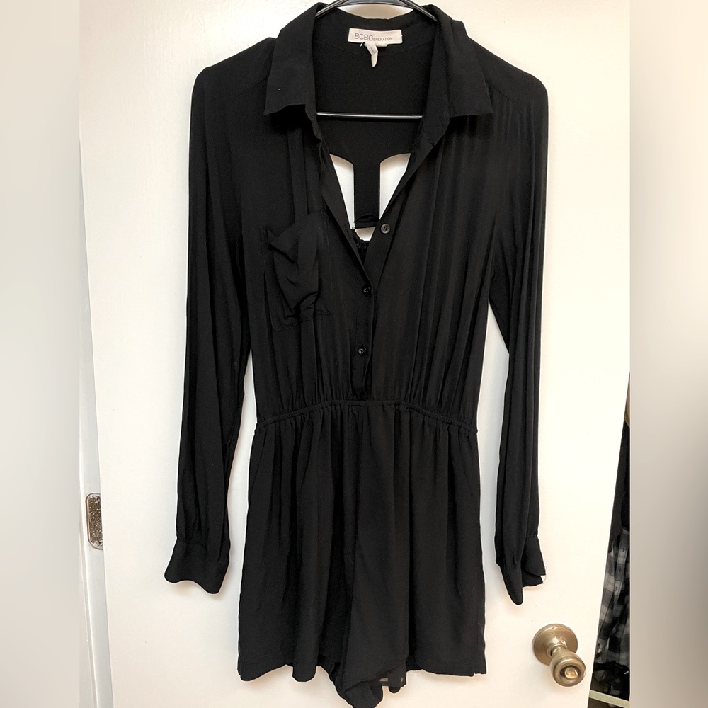 BCBGeneration Black Romper Back Cut Out
